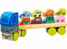 Cubika Dřevěný nákladní automobil s auty 18m+ Cubika