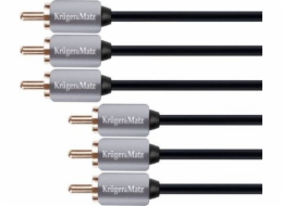 Kruger&Matz RCA (Cinch) x3 - RCA (Cinch) x3 kabel 1,8 m šedý (KM0307)