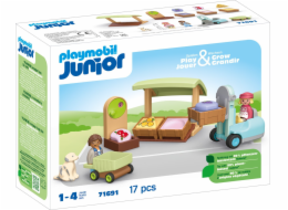 PLAYMOBIL 71691 Junior: Ekologický stánek a vysokozdvižný vozík, stavební hračka