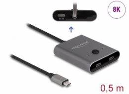Delock Switch 2 to 1 - Rozbocovac - obousmerný, 8K, 10 Gbps - 2 x USB-C (Power Delivery) - desktop