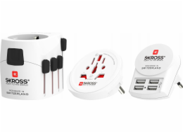 AV adaptér Skross Skross PRO+ 4xUSB World ohne CH/I napájecí adaptér C14 Universal White