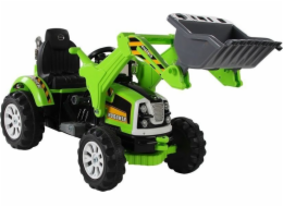 sportovní bateriový traktor s korečkovým rypadlem zelený