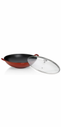Wok litinový s poklicí CALIDO 36 cm červená KL-11947