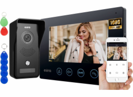 Eura Video interkom EURA VDP-42A3 GAMMA Plus, TUYA, černá, Wifi, 2 vstupy, čtečka