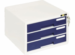 Velký PLASTOVÝ KONTEJNER SE 3 ZÁSUVKAMI SE ZÁMEKEM ŽLUTÝ ONE GRAND YL-S903 NAVY BLUE