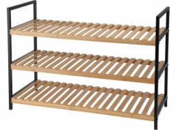 Storage Solutions Police na boty, 3 úrovně, bambusový a kovový rám, 70 x 30 x 48,5 cm