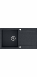 QUADRON PETER 111 granitový dřez Steingran černý s ručním sifonem a šroubovacím uzávěrem