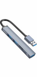 ORICO HUB USB-A; 3x USB-A (2x2.0 1x3.1) TF 5 GBPS AH-A12F-GY-BP
