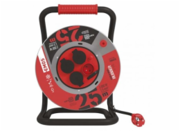 Venkovní prodlužovací kabel na bubnu 25m / 4 zásuvky / černý / guma / 230 V / 1,5mm2