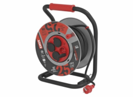 Venkovní prodlužovací kabel na bubnu 25m / 4 zás. / černý / guma-neopren / 230V / 1,5mm2