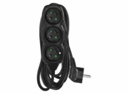 Prodlužovací kabel 5 m / 3 zásuvky / černý / PVC / 1,5 mm2