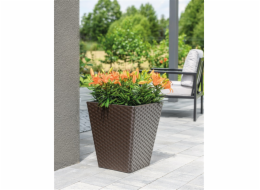 Květináč FORMA PLASTOVÝ RATAN, V 39 cm, tmavě hnědý