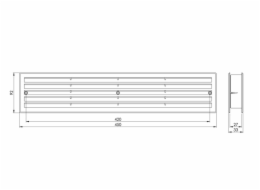 Dveřní větrací mřížka EUROPLAST VR459, 450 x 92 mm