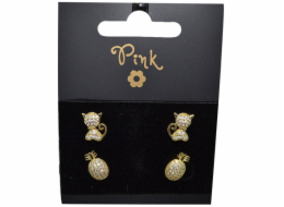 Pozlacené náušnice SET 4 ks OPIČKA a ANANAS