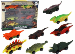 LeanToys sada pružin Dinosauři barevná autíčka 8 kusů