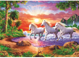 Diamantové malování - Koně a západ slunce 40 x 50 cm