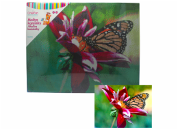 Diamantové malování - Motýl a kytka 40 x 50 cm