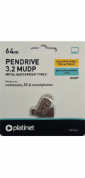 PLATINET flashdisk USB 3.2 METAL WATERPROOF DUAL USB-C USB-A 64GB 