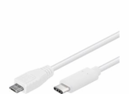 PremiumCord USB-C/male - USB 2.0 Micro-B/Male, bílý, 1m