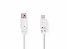 Nedis CCGP60410WT10 USB 2.0, plochý, A Zástrčka - Micro B Zástrčka, 1m, bílý NEDIS kabel USB 2.0/ zástrčka USB-A - zástrčka micro-B/ plochý/ bílý/ 1m