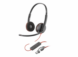 HP Poly Blackwire 3220 Stereo USB-C Black Headset +USB-C/A Adapter Bulk 209749-104