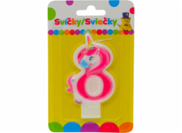 Narozeninová svíčka s JEDNOROŽCEM a číslem 8.