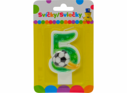 Narozeninová svíčka s míčem a číslem 5.
