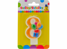 Narozeninová svíčka s balónky a číslem 8.