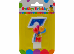 Narozeninová svíčka s balónky a číslem 7.