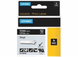 Dymo Rhino IND ORIGINAL vinylová etiketová páska 12 mm x 5,5 m, bílá na černé