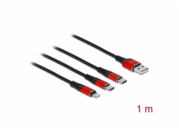 DeLOCK USB nabíjecí kabel, USB-A zástrčka > 2x USB-C + Lightning zástrčka