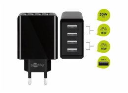 goobay 4cestná USB nabíječka (30W) černá