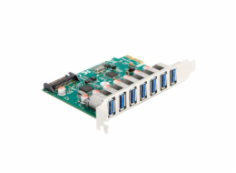 Karta PCI Express x1 do 7 x externí zásuvky USB 5 Gbps Type-A