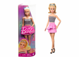 Mattel Barbie Fashionistas panenka s černobílým topem a růžovou sukní
