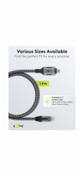 Goobay Ethernetový kabel USB-C 3.2 Gen2 samec > RJ-45 samec (černo-stříbrný, 1 metr, opletený textilní plášť)