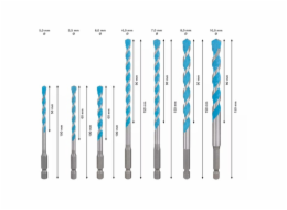Sada vrtáků Bosch Expert HEX-9 MultiConstruction, 7 kusů