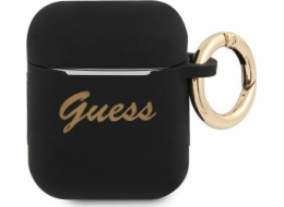 Guess GUA2SSSK Silikonové ochranné pouzdro Vintage Script pro AirPods 1/2 černé