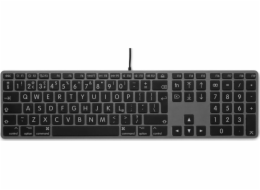 Klávesnice LMP Large Font USB Keyboard 110 kláves drátová USB klávesnice s 2x USB a hliníkovým horním krytem - UK - vesmírně šedá
