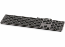 LMP USB klávesnice s velkým písmem 110 kláves drátová USB klávesnice s 2x USB a hliníkovým horním krytem - německy - vesmírně šedá