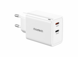 Choetech PD6013, GaN, 2x USB-C, síťová nabíječka PD65W (bílá)