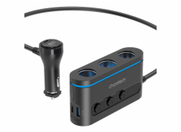 Choetech rozdělovač zapalovače do auta 3 zásuvky 2C+1A