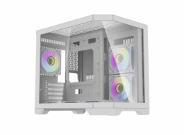 Počítačová skříň Darflash FT418 + 6 ventilátorů aRGB (bílá)