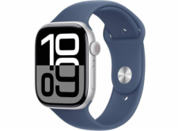Hodinky Apple Watch Series 10 GPS + Cellular 42mm Silver Aluminium Case with Denim Sport Band-S/M