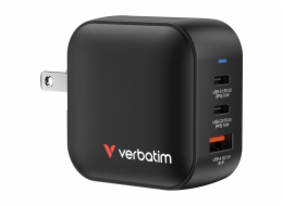 Verbatim Mini GaN Charger 70W 2xUSB-C PD, 1xUSB-A QC 3.0 32229