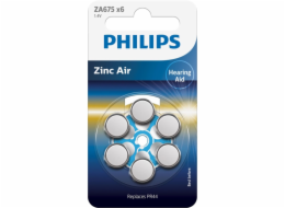 1x6 Philips Zinc-Air PR44 / 675 Hörgeräte Batterie