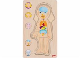 Goki Dřevěné puzzle Lidské tělo - holka