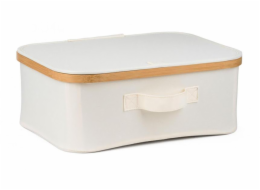 Úložný box G21 40 x 30 x 15 cm, bambusový s víkem, béžový