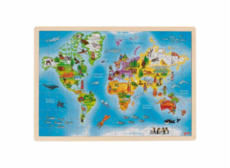 Goki Dřevěné puzzle Mapa světa