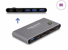 Delock - Prepínac KVM / audio / USB - HDMI 8K60, with USB 5 Gbps - 5 x KVM / zvuk / USB - 1 místní uživatel - desktop