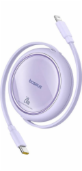 Baseus Free2Pull - rozbalovací kabel 20 W USB-C – Lightning, 1 m (fialový)